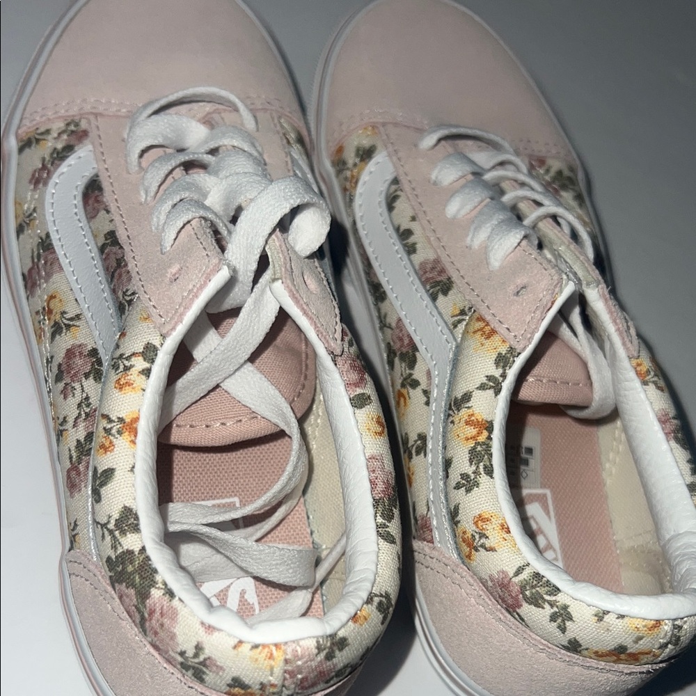 Vans Youth Blush and Floral Canvas Sneakers size 2.5 - Picture 6 of 9
